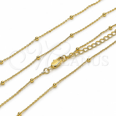 Oro Laminado Basic Necklace, Gold Filled Style Box and Ball Design, Polished, Golden Finish, 04.213.0339.16 (01 MM Thickness, 16 Inches Length)