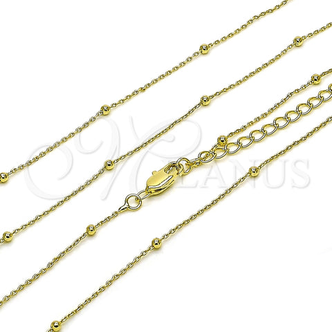 Oro Laminado Basic Necklace, Gold Filled Style Box and Ball Design, Polished, Golden Finish, 04.213.0339.18 (01 MM Thickness, 18 Inches Length)