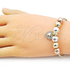 Oro Laminado Fancy Bracelet, Gold Filled Style Heart and Rat Tail Design, with White Cubic Zirconia, Polished, Tricolor, 03.411.0067.07 (03 MM Thickness, 7 Inches Length)