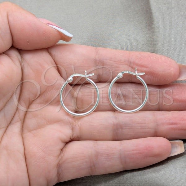 Sterling Silver Hoop Earrings — Small Hoop Polished 02. — alternate product view — SKU 157491 | Plata 925 aretes de aro — aro pequeño pulido 02. — SKU 157491
