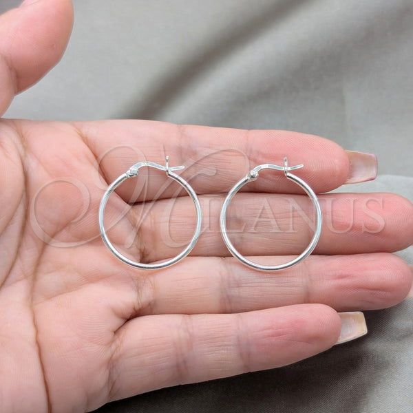 Sterling Silver Hoop Earrings — Small Hoop Polished 02. — alternate product view — SKU 157492 | Plata 925 aretes de aro — aro pequeño pulido 02. — SKU 157492