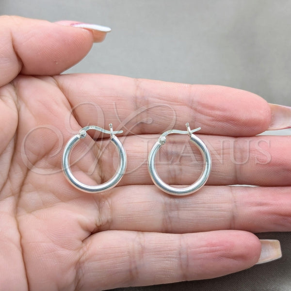 Sterling Silver Hoop Earrings — Small Hoop Polished 02. — alternate product view — SKU 157498 | Plata 925 aretes de aro — aro pequeño pulido 02. — SKU 157498