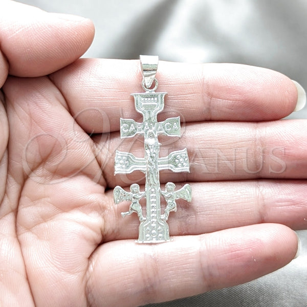 Sterling Silver Pendant — Religious Pendant Crucifix and Angel Design Polished 05. — alternate product view — SKU 157503 | Plata 925 dije — Religious Pendant Crucifix and Angel diseño pulido 05. — SKU 157503