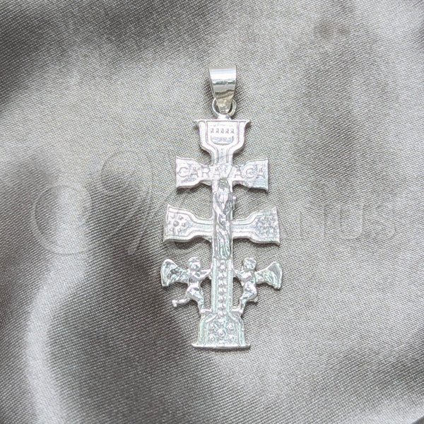 Sterling Silver Pendant — Religious Pendant Crucifix and Angel Design Polished 05. — main product view — SKU 157503 | Plata 925 dije — Religious Pendant Crucifix and Angel diseño pulido 05. — SKU 157503