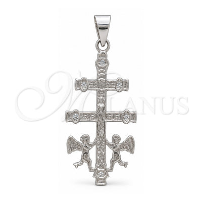 Sterling Silver Religious Pendant, Crucifix and Jesus Design, Polished, Silver Finish, 05.392.0092
