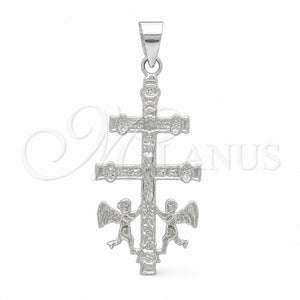 Sterling Silver Religious Pendant, Crucifix and Jesus Design, Polished, Silver Finish, 05.392.0092