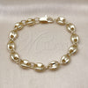 Oro Laminado Basic Bracelet, Gold Filled Style Puff Mariner Design, Polished, Golden Finish, 04.213.0313.08 (09 MM Thickness, 20 Inches Length)