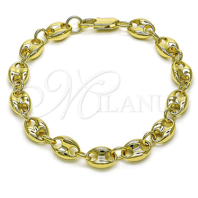 Oro Laminado Basic Bracelet, Gold Filled Style Puff Mariner Design, Polished, Golden Finish, 04.213.0313.08 (Thickness, 8 Inches Length)