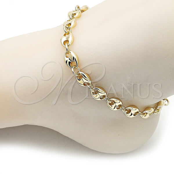 Gold Filled Anklet — Basic Anklet Puff Mariner Design Polished 03. 09 — alternate product view — SKU 157521 | Oro Laminado tobillera — básico Anklet Puff Mariner diseño pulido 03. 09 — SKU 157521