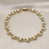 Oro Laminado Basic Anklet, Gold Filled Style Puff Mariner Design, Polished, Golden Finish, 03.213.0313.10 (09 MM Thickness, 10 Inches Length)