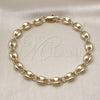 Oro Laminado Basic Anklet, Gold Filled Style Puff Mariner Design, Polished, Golden Finish, 03.213.0313.10 (09 MM Thickness, 10 Inches Length)