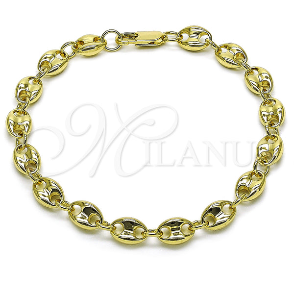 Gold Filled Anklet — Basic Anklet Puff Mariner Design Polished 03. 09 — main product view — SKU 157521 | Oro Laminado tobillera — básico Anklet Puff Mariner diseño pulido 03. 09 — SKU 157521