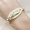 Oro Laminado Fancy Bracelet, Gold Filled Style Guadalupe Design, Diamond Cutting Finish, Golden Finish, 03.120.0010.08 (10 MM Thickness, 9 Inches Length)