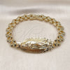 Oro Laminado Fancy Bracelet, Gold Filled Style Guadalupe Design, Diamond Cutting Finish, Golden Finish, 03.120.0010.08 (10 MM Thickness, 9 Inches Length)
