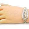 Oro Laminado Fancy Bracelet, Gold Filled Style Guadalupe Design, Diamond Cutting Finish, Tricolor, 03.120.0010.1.08 (10 MM Thickness, 9 Inches Length)