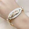 Oro Laminado Fancy Bracelet, Gold Filled Style Guadalupe Design, Diamond Cutting Finish, Tricolor, 03.120.0010.1.08 (10 MM Thickness, 9 Inches Length)