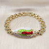 Oro Laminado Fancy Bracelet, Gold Filled Style Guadalupe Design, Diamond Cutting Finish, Tricolor, 03.120.0010.2.08 (10 MM Thickness, 9 Inches Length)