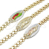 Oro Laminado Fancy Bracelet, Gold Filled Style Guadalupe Design, Diamond Cutting Finish, Tricolor, 03.120.0010.2.08 (10 MM Thickness, 9 Inches Length)