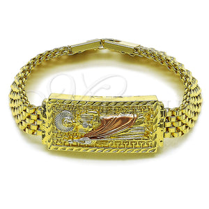 Gold Filled Bracelet — Fancy Bracelet San Judas and Greek Key Design — main product view — SKU 157527 | Oro Laminado brazalete — elegante Bracelet San Judas and Greek Key diseño — SKU 157527