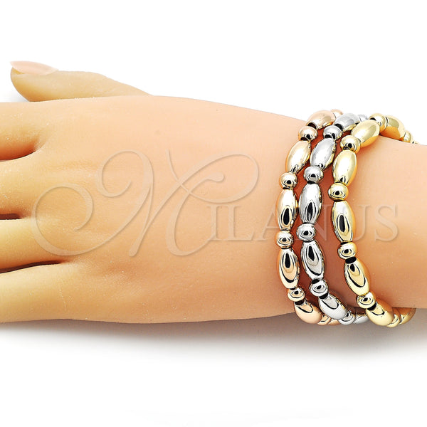 Gold Filled Jewelry — Trio Bangle Ball Design Polished Tricolor 07. 07 — alternate product view — SKU 157537 | Oro Laminado joyería — Trio Bangle Ball diseño pulido Tricolor 07. 07 — SKU 157537