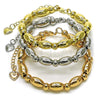 Oro Laminado Trio Bangle, Gold Filled Style Ball Design, Polished, Tricolor, 07.170.0045.03 (07 MM Thickness, Size 3 (2.00 Diameter))
