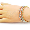 Oro Laminado Trio Bangle, Gold Filled Style Twist Design, Polished, Tricolor, 07.170.0046 (04 MM Thickness, One size fits all)