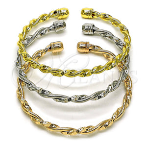 Gold Filled Jewelry — Trio Bangle Twist Design Polished Tricolor 07. 04 — main product view — SKU 157538 | Oro Laminado joyería — Trio Bangle Twist diseño pulido Tricolor 07. 04 — SKU 157538