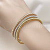 Oro Laminado Trio Bangle, Gold Filled Style Ball and Twist Design, Polished, Tricolor, 07.170.0047 (04 MM Thickness, One size fits all)