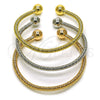 Oro Laminado Trio Bangle, Gold Filled Style Ball and Twist Design, Polished, Tricolor, 07.170.0047 (04 MM Thickness, One size fits all)