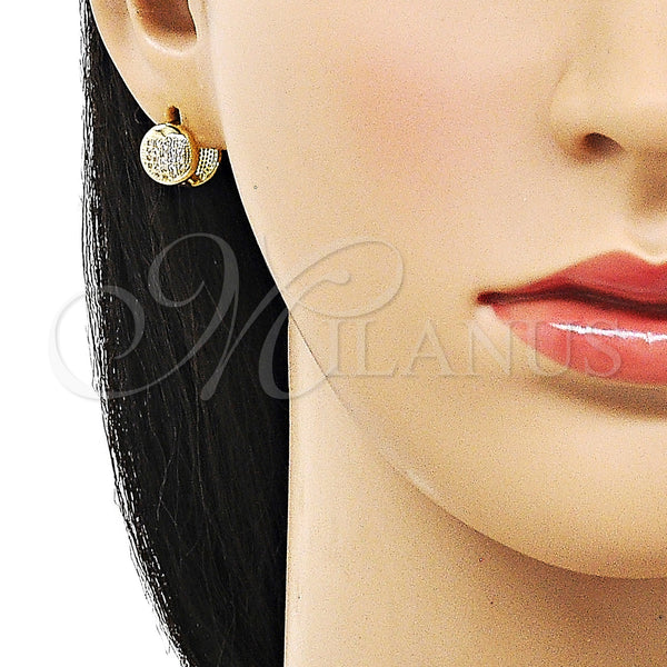 Gold Filled Hoop Earrings — Huggie Hoop Heart Design with White Micro Pave — alternate product view — SKU 157548 | Oro Laminado aretes de aro — Huggie Hoop corazón diseño with blanco Micro Pave — SKU 157548