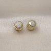 Oro Laminado Huggie Hoop, Gold Filled Style Heart Design, with White Micro Pave, Polished, Golden Finish, 02.213.0775.10
