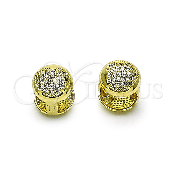 Gold Filled Hoop Earrings — Huggie Hoop Heart Design with White Micro Pave — main product view — SKU 157548 | Oro Laminado aretes de aro — Huggie Hoop corazón diseño with blanco Micro Pave — SKU 157548
