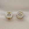 Oro Laminado Huggie Hoop, Gold Filled Style with White Cubic Zirconia, Polished, Golden Finish, 02.213.0776.10