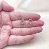 Oro Laminado Stud Earring, Gold Filled Style with White Cubic Zirconia, Polished, Golden Finish, 02.213.0777