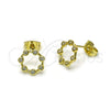 Oro Laminado Stud Earring, Gold Filled Style with White Cubic Zirconia, Polished, Golden Finish, 02.213.0777