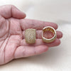 Oro Laminado Huggie Hoop, Gold Filled Style with White Cubic Zirconia, Polished, Golden Finish, 02.283.0164.25