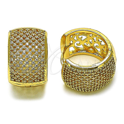 Oro Laminado Huggie Hoop, Gold Filled Style with White Cubic Zirconia, Polished, Golden Finish, 02.283.0164.25