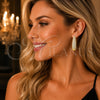 Oro Laminado Huggie Hoop, Gold Filled Style Teardrop Design, with White Cubic Zirconia, Polished, Golden Finish, 02.283.0166.16