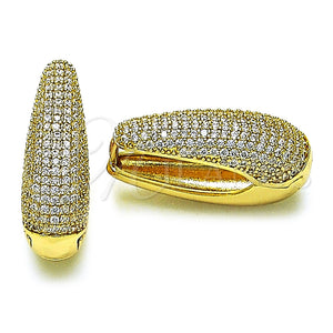 Gold Filled Hoop Earrings — Huggie Hoop Teardrop Design with White Cubic Zirconia — main product view — SKU 157557 | Oro Laminado aretes de aro — Huggie Hoop Teardrop diseño with blanco Cubic Zirconia — SKU 157557
