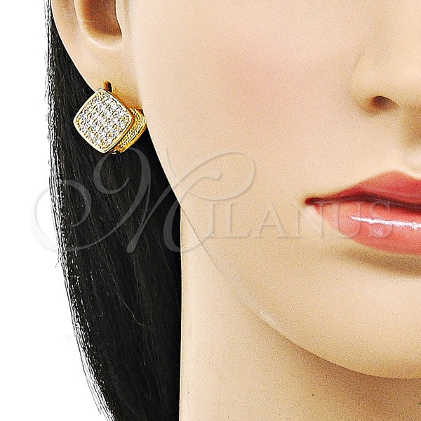 Gold Filled Hoop Earrings — Huggie Hoop with White Cubic Zirconia Polished 02. — alternate product view — SKU 157566 | Oro Laminado aretes de aro — Huggie Hoop with blanco Cubic Zirconia pulido 02. — SKU 157566