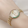Oro Laminado Fancy Bracelet, Gold Filled Style San Judas and Bismark Design, with Multicolor Micro Pave, Polished, Golden Finish, 03.283.0340.2.07 (10 MM Thickness, 7 Inches Length)