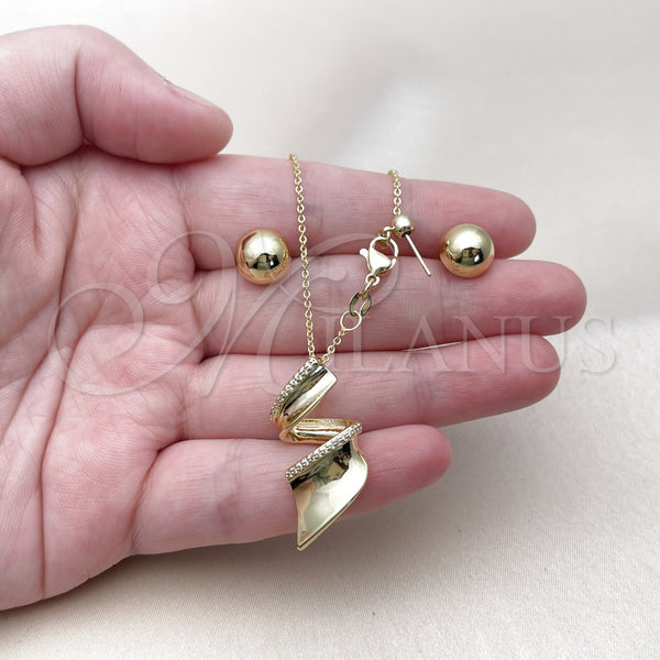 Gold Filled Ring — Earring and Pendant Adult Set Ball and Twist — alternate product view — SKU 157607 | Oro Laminado anillo — Earring and Pendant Adult Set Ball and Twist — SKU 157607