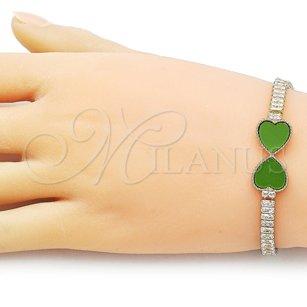 Gold Filled Bracelet — Fancy Bracelet Heart and Baguette Design with Light — alternate product view — SKU 157646 | Oro Laminado brazalete — elegante Bracelet corazón and Baguette diseño with Light — SKU 157646