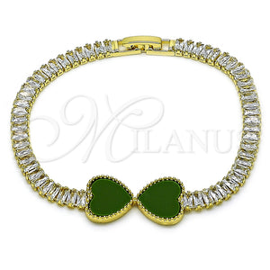 Gold Filled Bracelet — Fancy Bracelet Heart and Baguette Design with Light — main product view — SKU 157646 | Oro Laminado brazalete — elegante Bracelet corazón and Baguette diseño with Light — SKU 157646