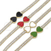 Oro Laminado Fancy Bracelet, Gold Filled Style Heart and Baguette Design, with Garnet Mother of Pearl and White Cubic Zirconia, Polished, Golden Finish, 03.284.0050.3.07 (05 MM Thickness, 7 Inches Length)