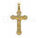 Oro Laminado Religious Pendant, Gold Filled Style Cross and Crucifix Design, Polished, Golden Finish, 05.63.1168