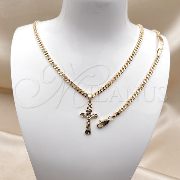Gold Filled Bracelet — Necklace and Bracelet Crucifix and Miami Cuban Design — alternate product view — SKU 157660 | Oro Laminado brazalete — Necklace and Bracelet Crucifix and Miami Cuban diseño — SKU 157660