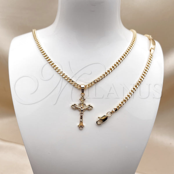 Gold Filled Bracelet — Necklace and Bracelet Crucifix and Miami Cuban Design — alternate product view — SKU 157661 | Oro Laminado brazalete — Necklace and Bracelet Crucifix and Miami Cuban diseño — SKU 157661