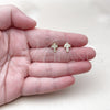 Oro Laminado Stud Earring, Gold Filled Style Cross Design, with White Micro Pave, Polished, Golden Finish, 02.411.0071