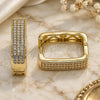 Oro Laminado Huggie Hoop, Gold Filled Style with White Micro Pave, Polished, Golden Finish, 02.283.0193.16
